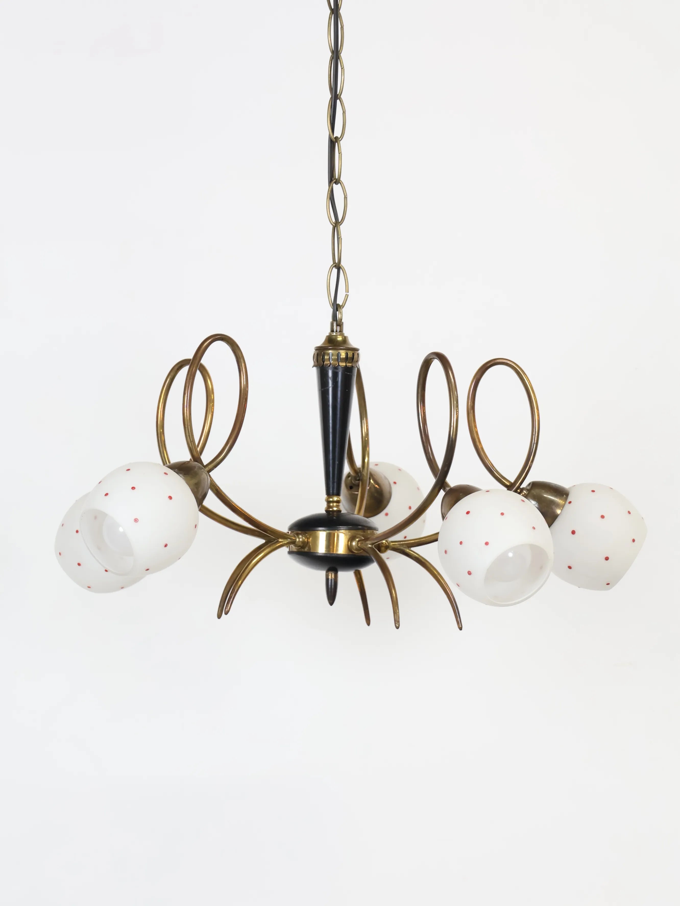 1960 - 70年代 ヴィンテージ メタルフレーム ガラスボール 5灯