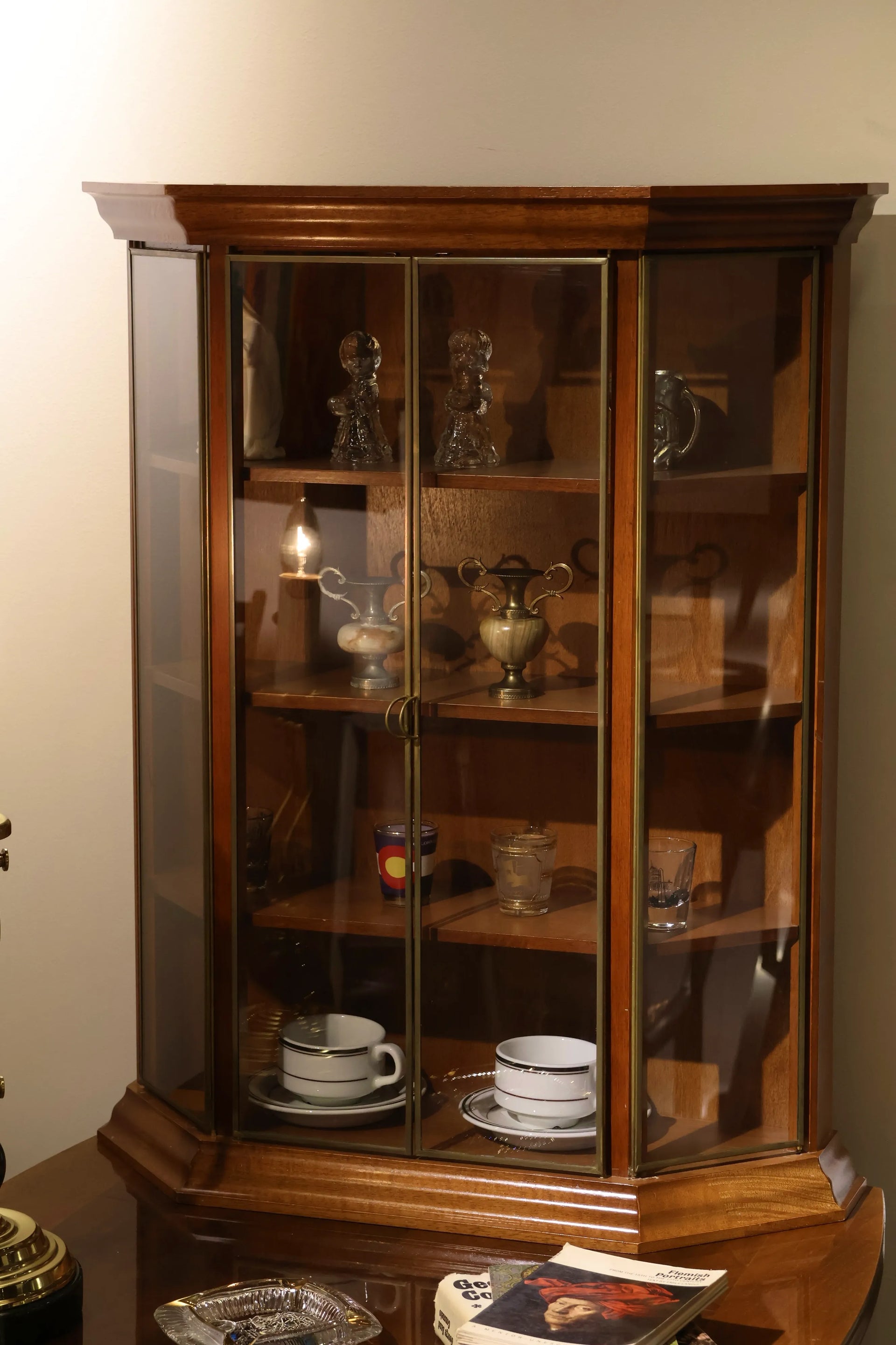 1960s　ジャパニーズ　ヴィンテージ　ディスプレイ　硝子扉　ウォール　ラック 1960s-70s Vintage Glass Door Small Wood Cabinet Showcase