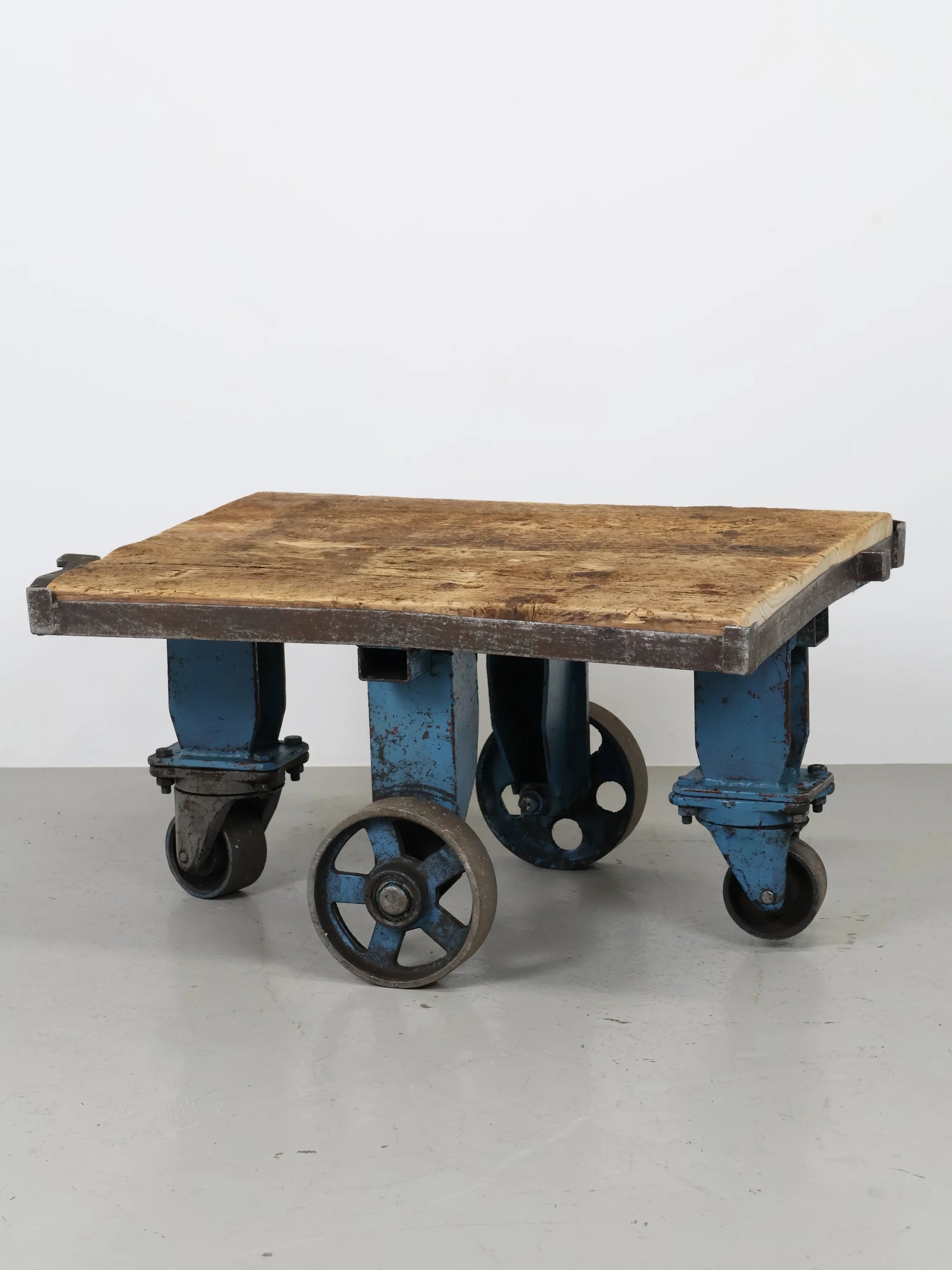 トローリーテーブル　リメイク品 ヴィンテージ メタル トローリーベース リメイク ウッドトップ