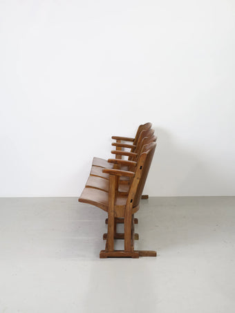 1960年代 ヴィンテージ ウッド 4シーター シアターチェア イス