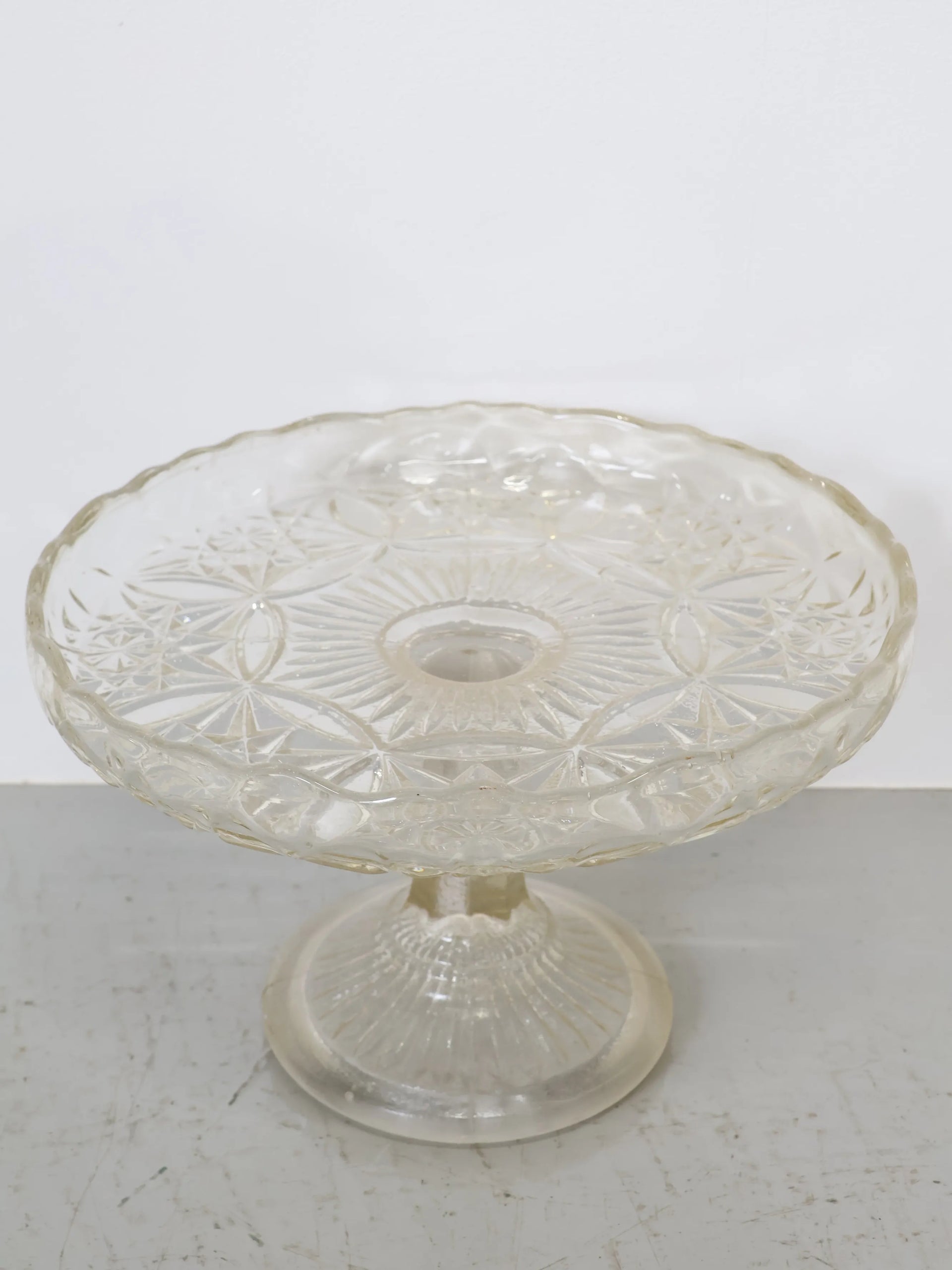 カガミクリスタル　ケーキスタンド　ARTGLASS ヴィンテージ　レトロ　昭和 1970年代 ヴィンテージ クリアガラス ケーキ スタンド トレイ