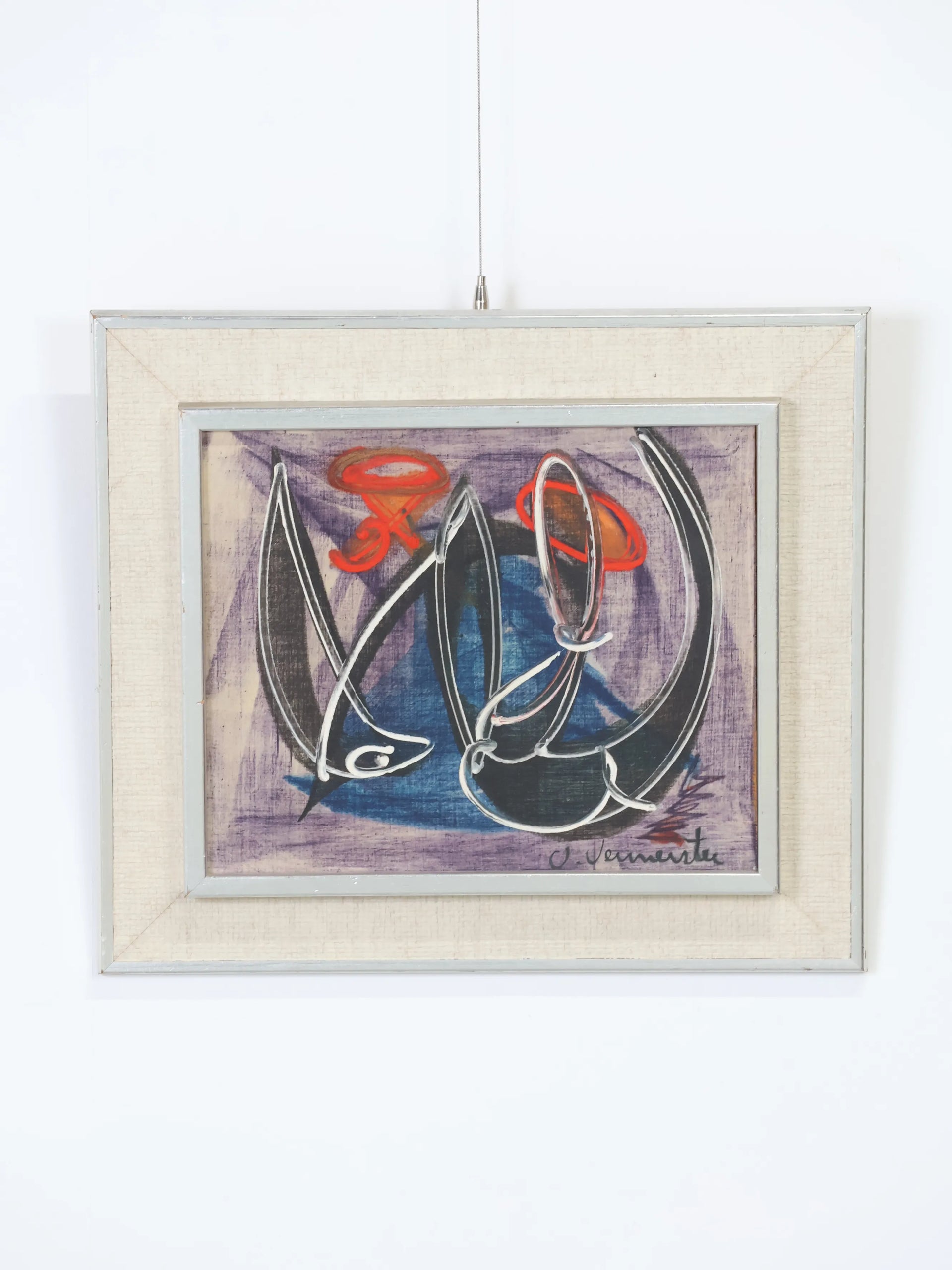 ヴィンテージ アート 絵画 抽象画 モダンアート デンマーク買付 額装