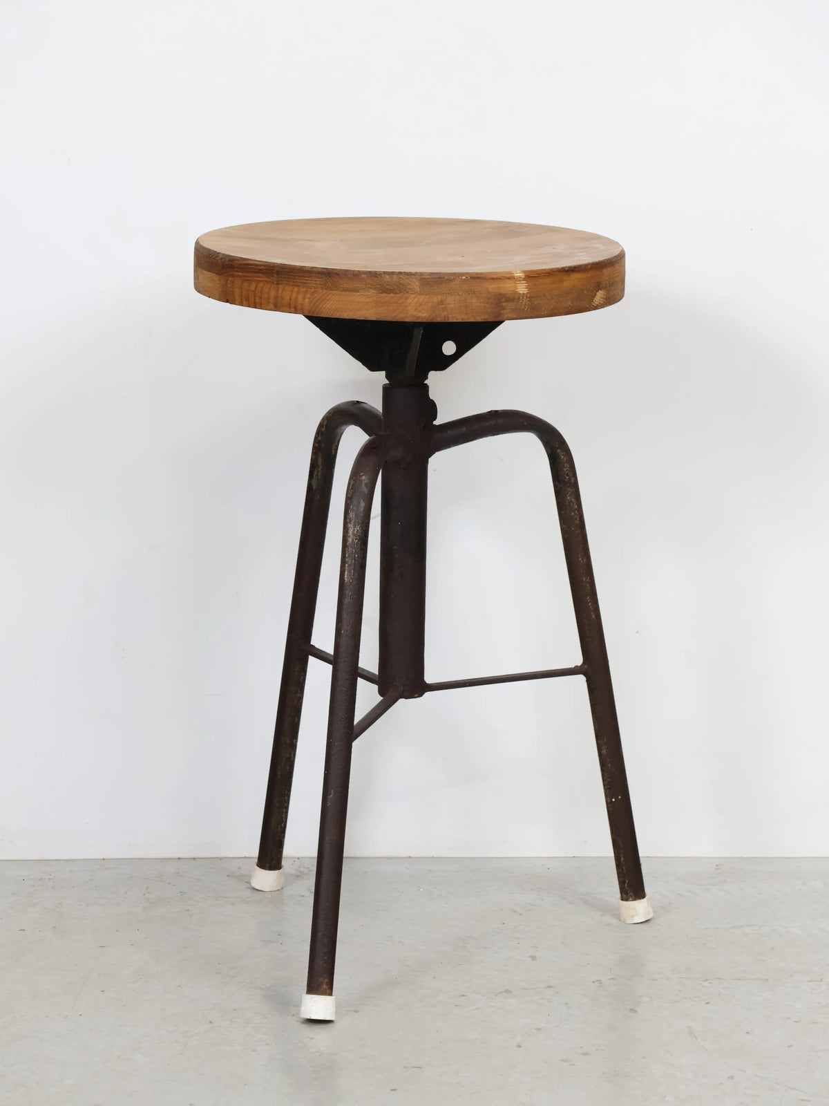 スツール Vintage Stool 1960s Vintage Wood Seat Tubular Steel Industrial Stool – COLLECT